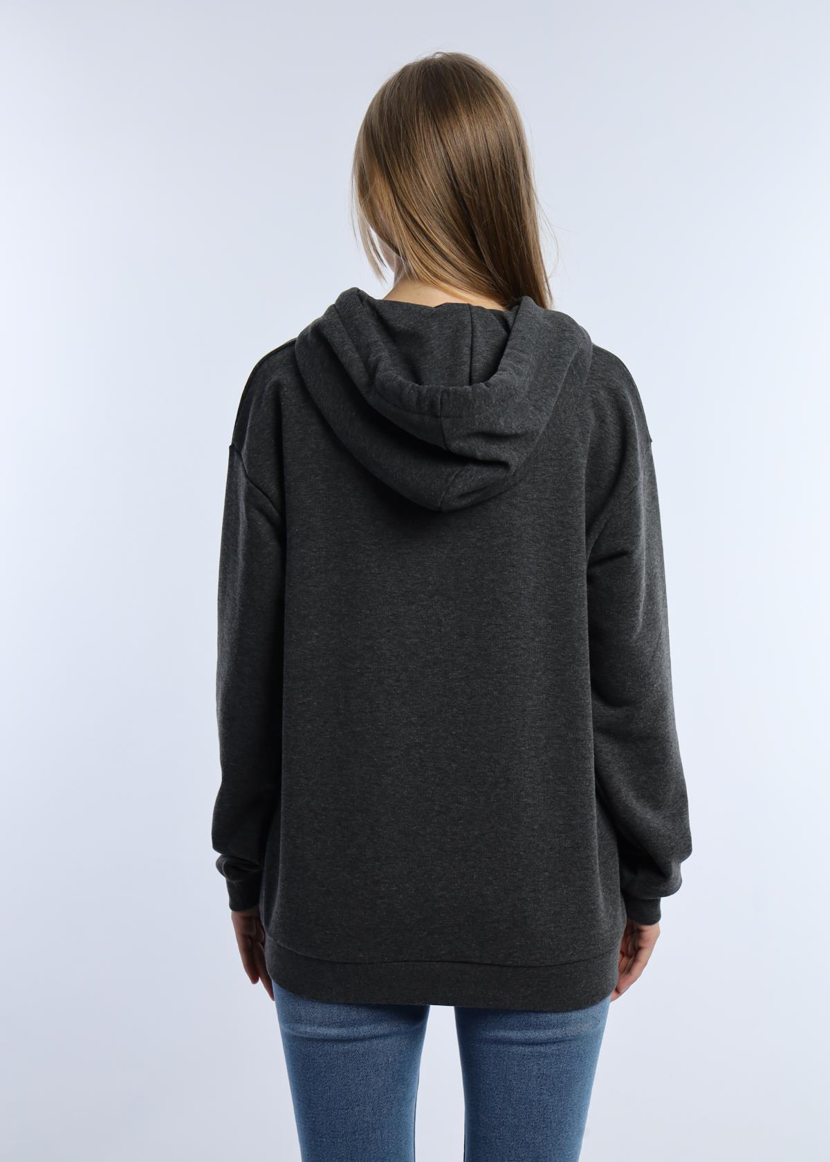 Kadın Kiraz Baskılı 3 İplik Şardonsuz Sweatshirt Antrasit Melanj Kadın Kiraz Baskılı 3 İplik Şardonsuz Sweatshirt Antrasit Melanj