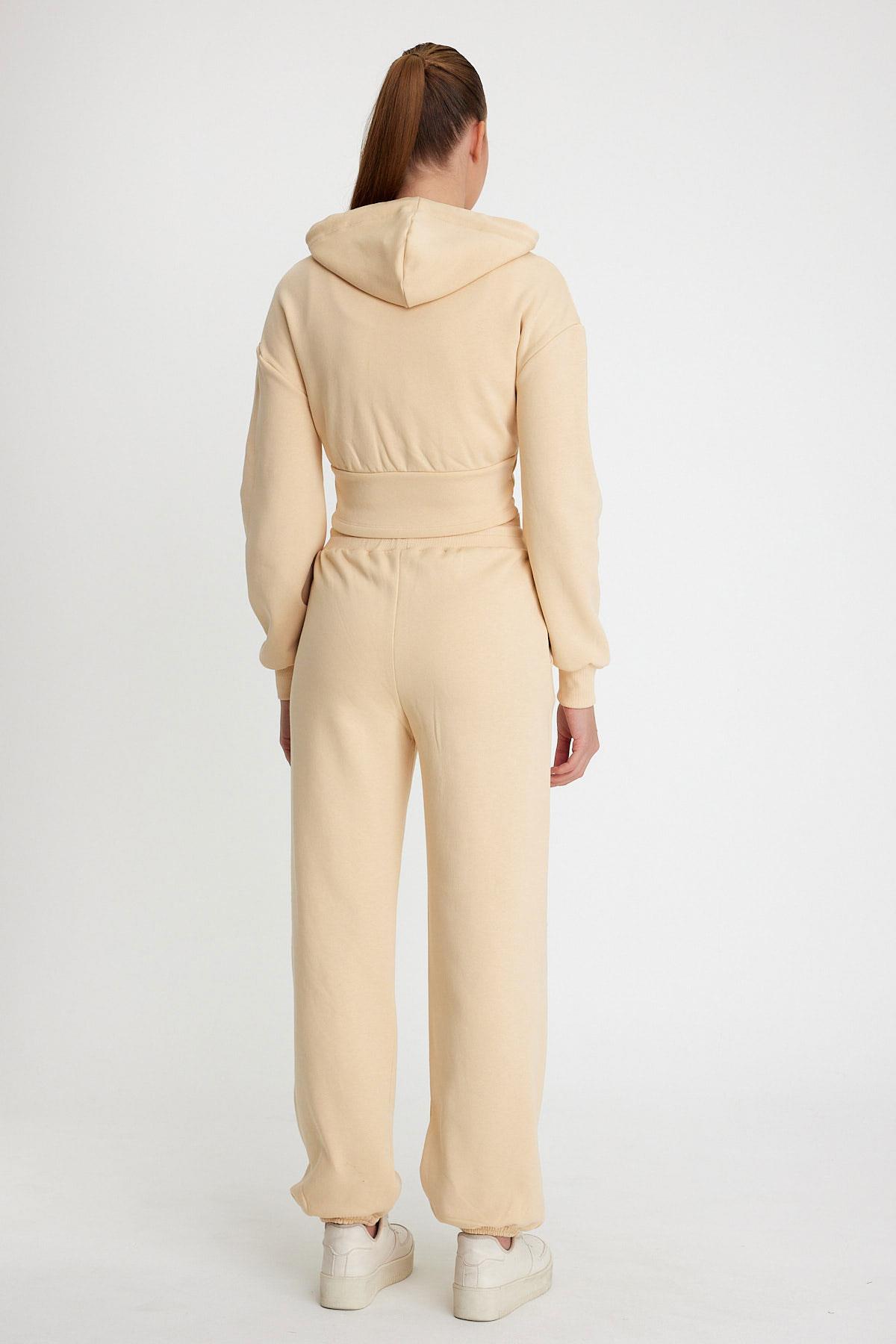 Kadın Korse Detaylı Sweatshirt Ekru