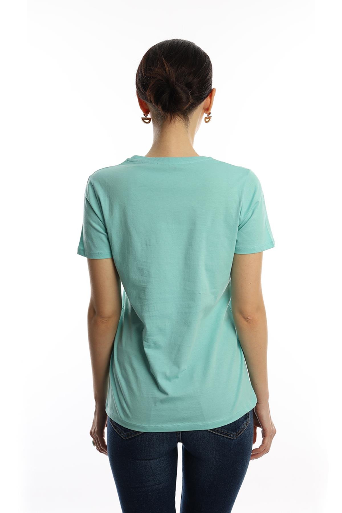 Kadın Bisiklet Yaka Minimal Project Baskılı Regular Fit Tişört Turkuaz Kadın Bisiklet Yaka Minimal Project Baskılı Regular Fit Tişört Turkuaz