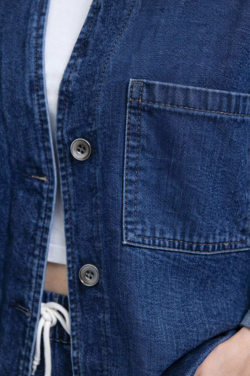 Kadın Oversize Denim Takım Bol Paça Pantolonlu Günlük Jean Takım Lacivert