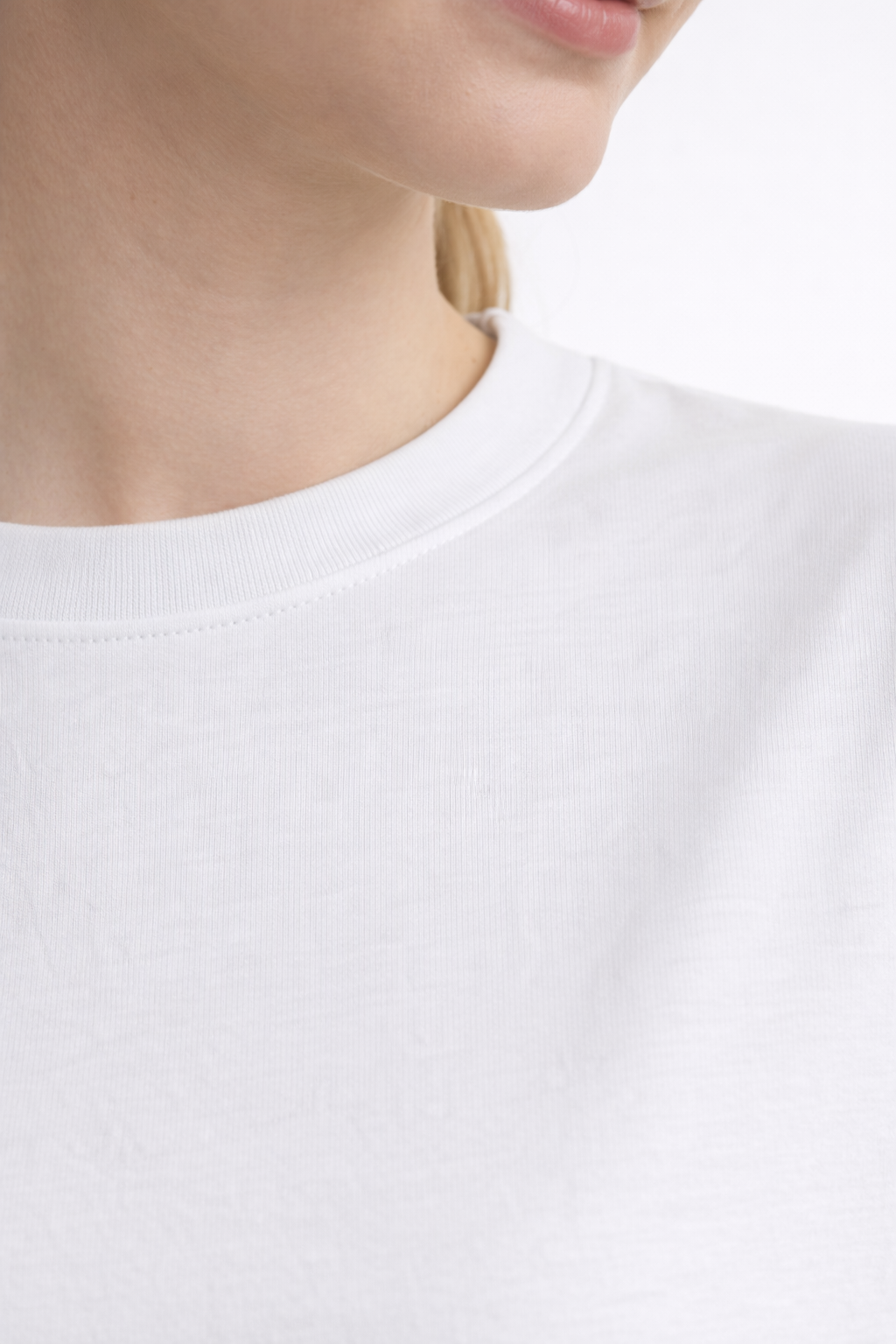 Kadin Oversize Fit Crop Tişört Beyaz