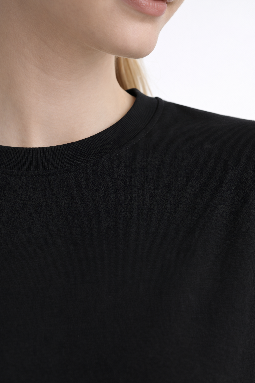 Kadin Oversize Fit Crop Tişört Siyah