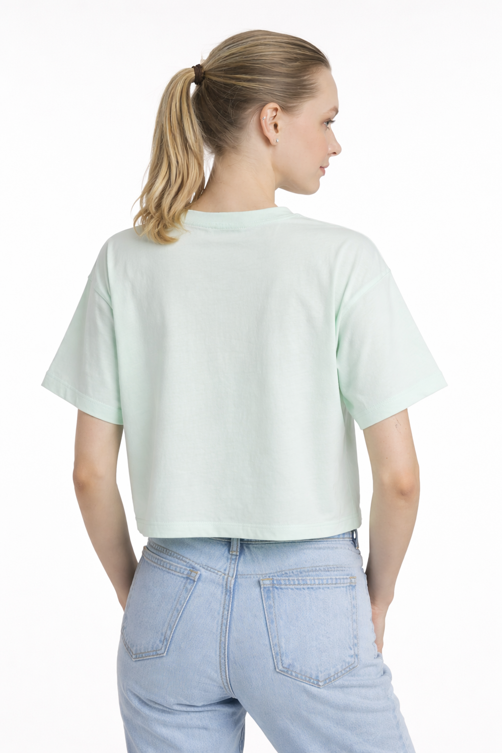 Kadin Oversize Fit Crop Tişört yeşil
