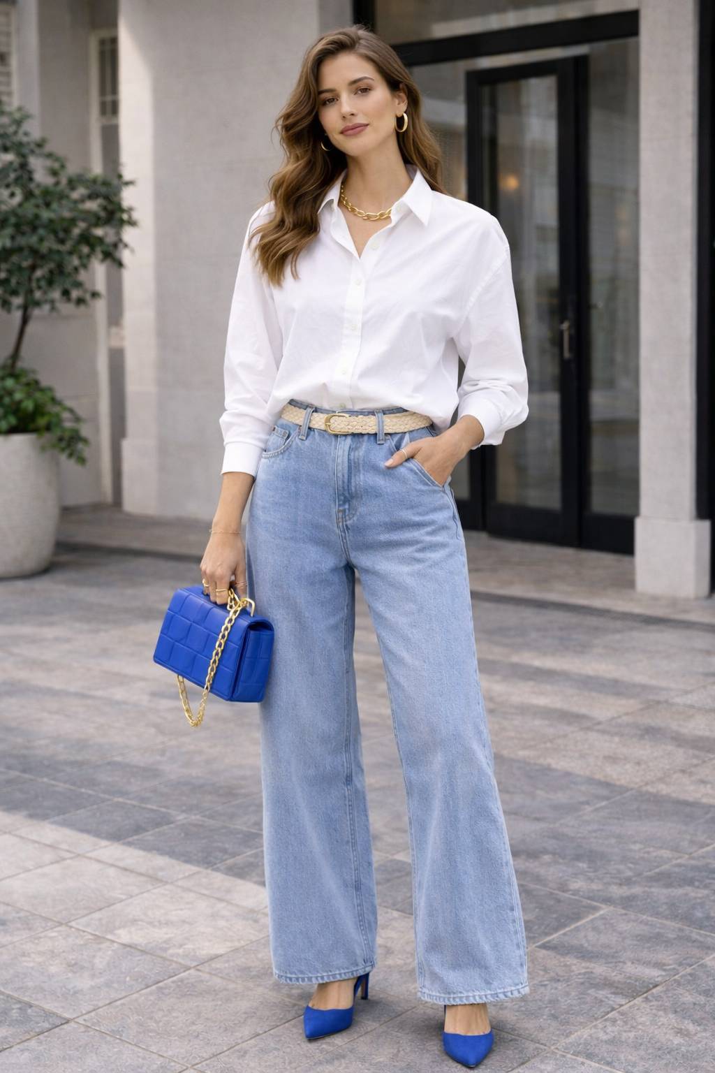 Kadın Oversize Uzun Kollu %100 Pamuklu Beyaz Gömlek