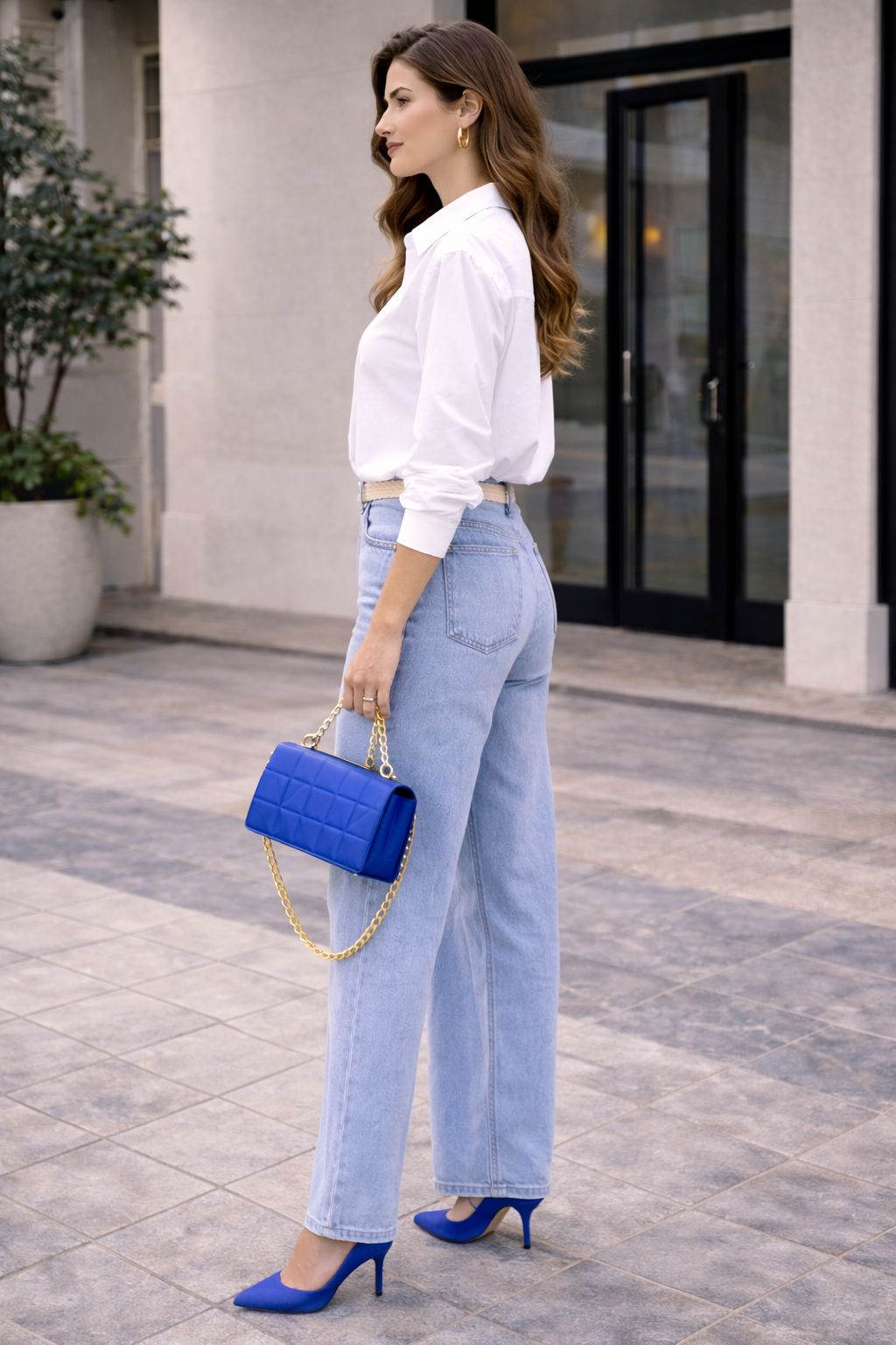 Kadın Oversize Uzun Kollu %100 Pamuklu Beyaz Gömlek