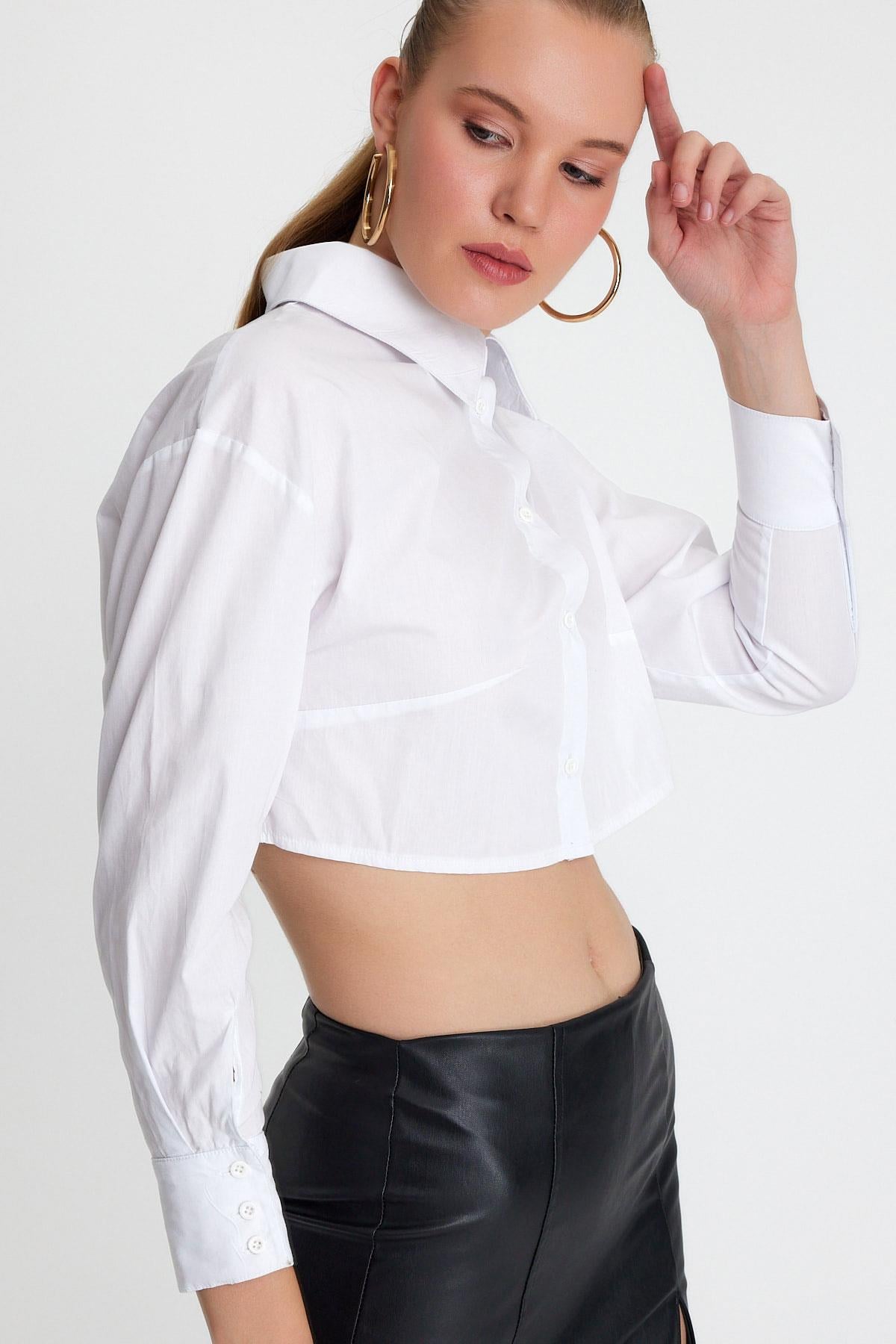 Kadın Regular Fit Gömlek  Beyaz