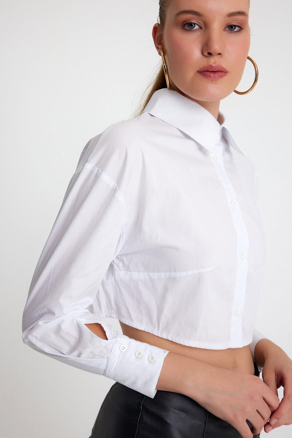 Kadın Regular Fit Gömlek  Beyaz