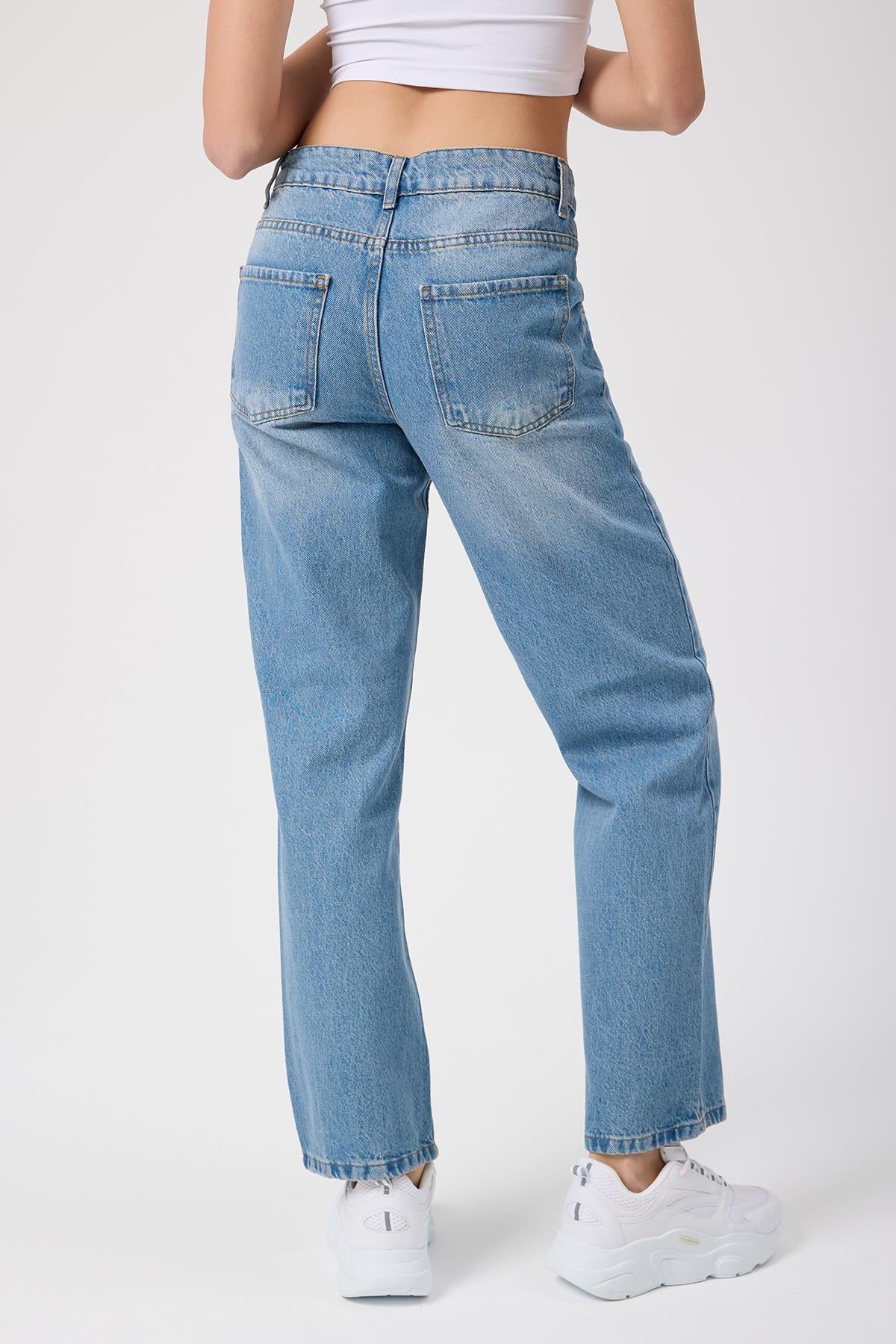 Kadın Regular Fit Mavi Jeans