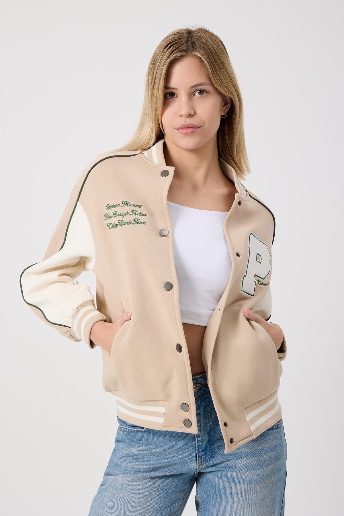 Kadın Regular Kolej Ceket Bej