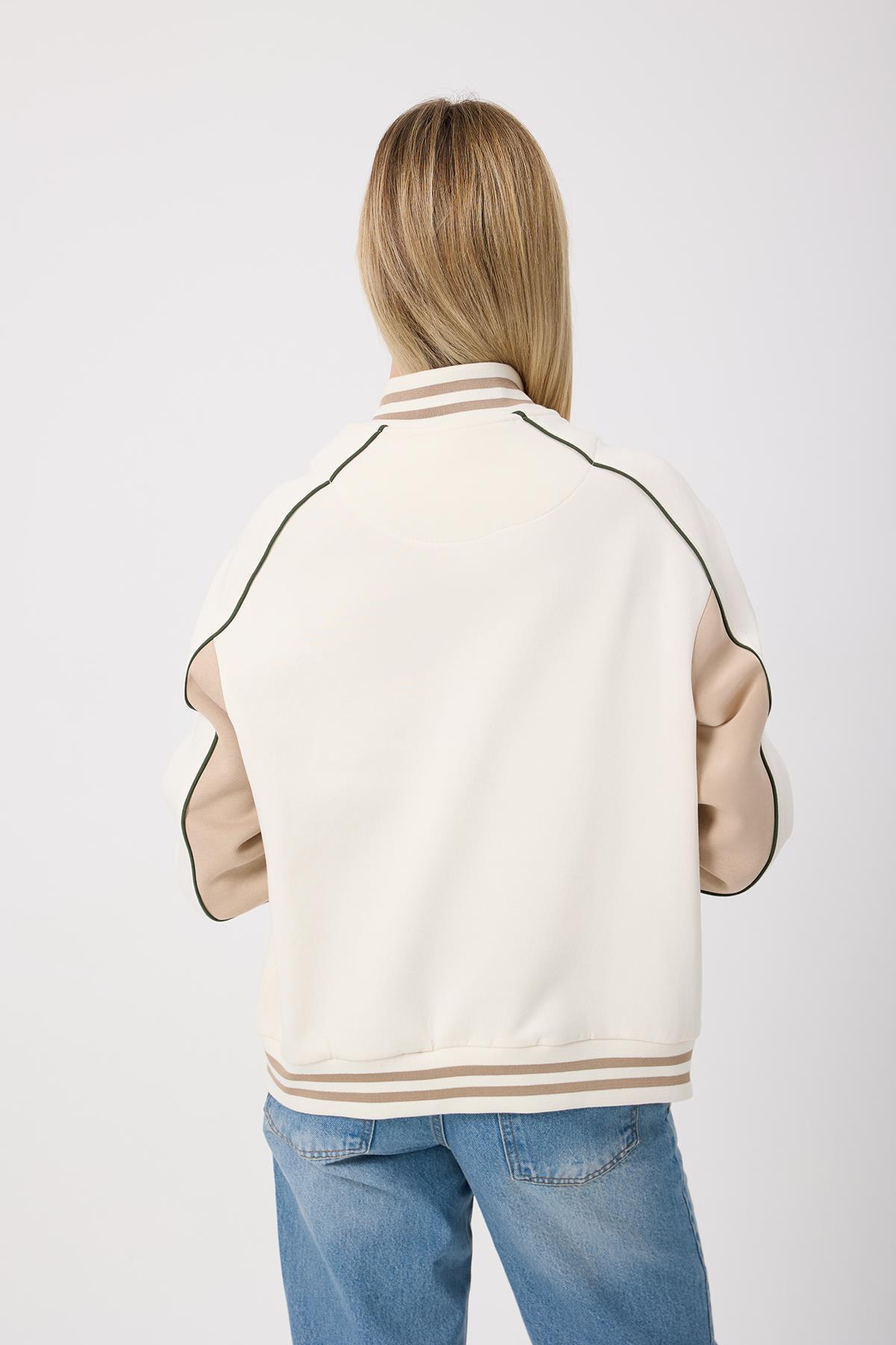 Kadın Regular Kolej Ceket Ekru