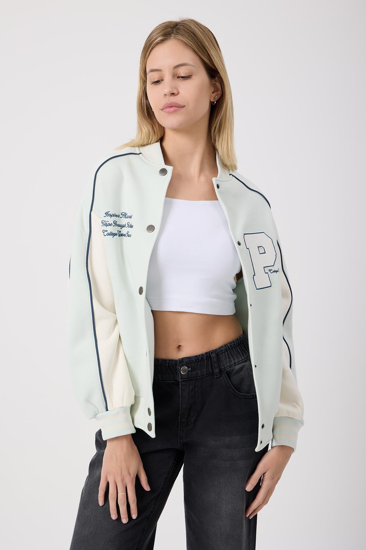 Kadın Regular Kolej Ceket Mint