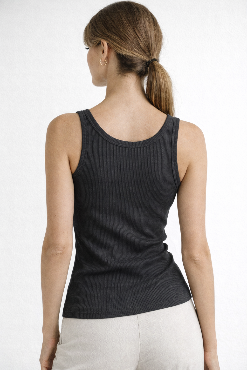 Kadın Slim Fit Fitilli Ribana Basic Atlet Siyah