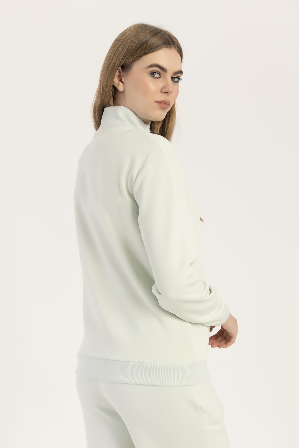 Kadın Yarım Fermuarlı Dik Yaka Sweatshirt Mint
