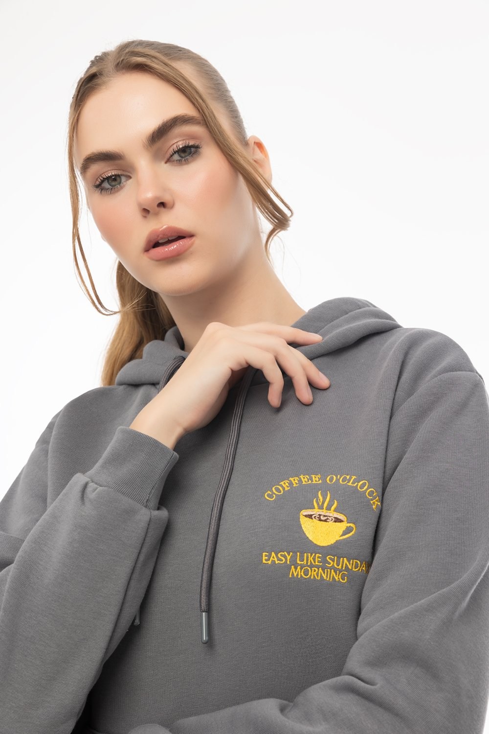 Kahve Molası 2’li Sweatshirt Seti – Ekru & Füme