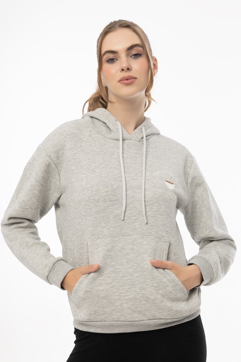 Kahve Molası 2’li Sweatshirt Seti – Gri & Füme