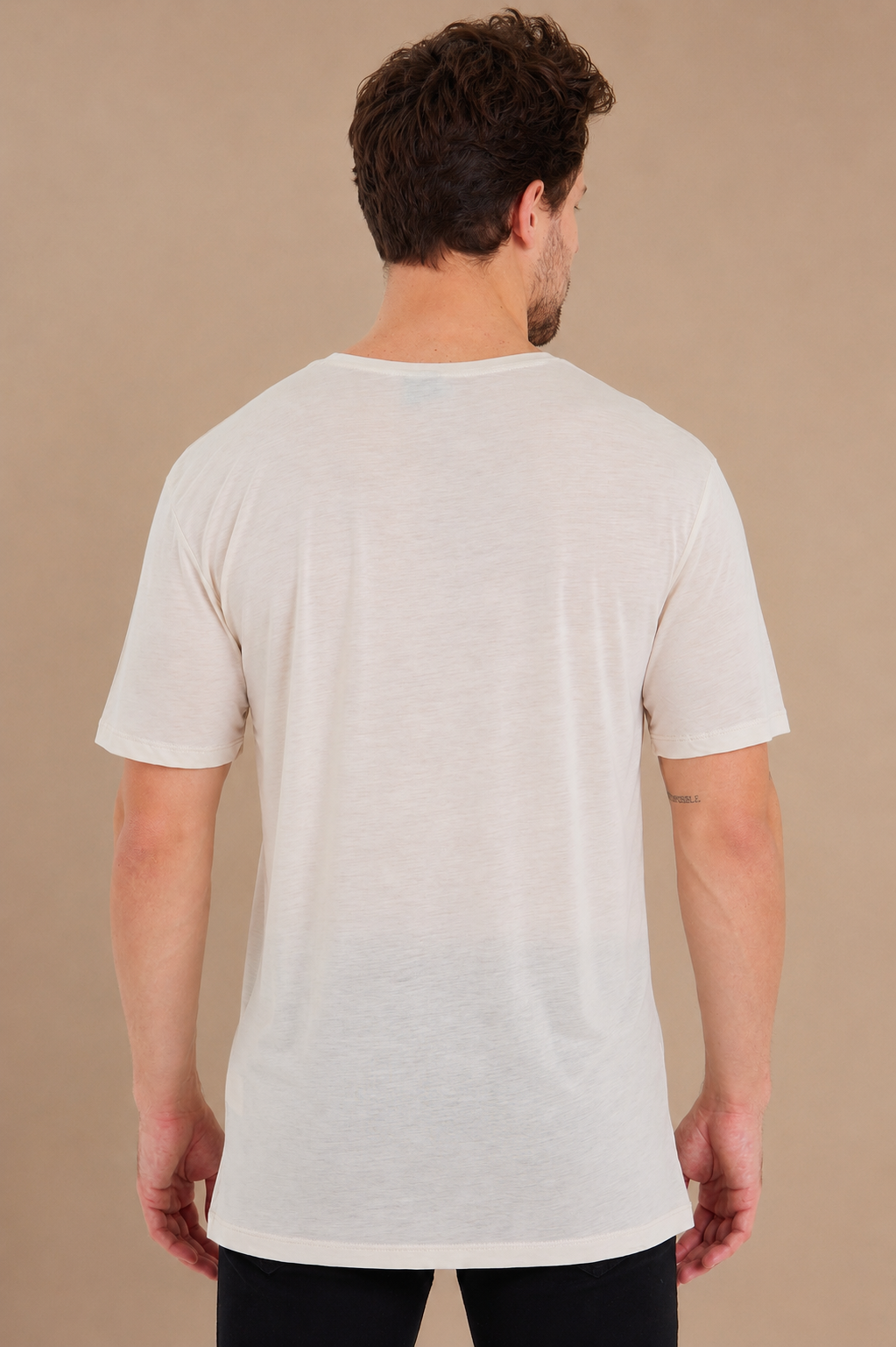 Lyocell Taş Bisiklet Yaka Regular Fit Erkek Tişört