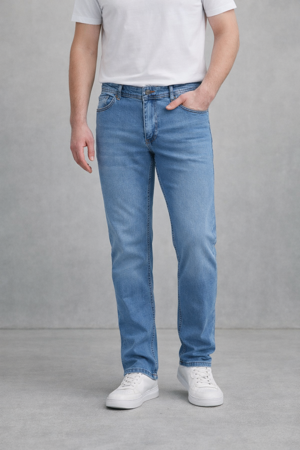 Regular Fit Likralı Erkek Denim Kot Pantolon Mavi