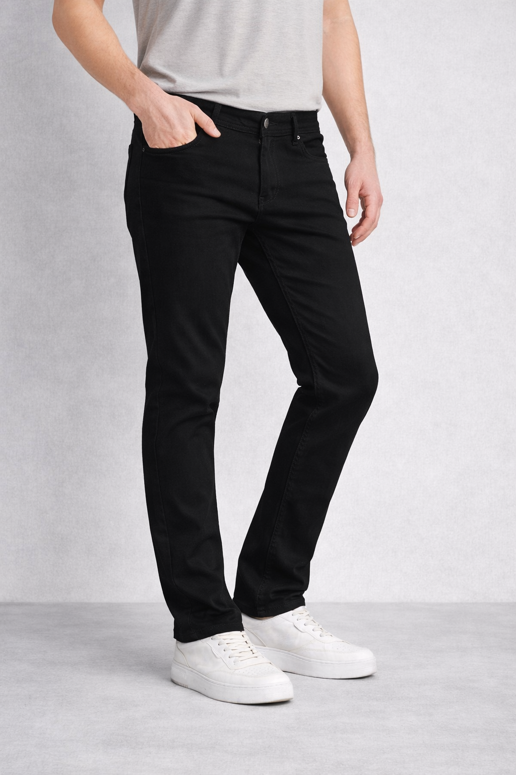 Regular Fit Likralı Erkek Denim Kot Pantolon Siyah