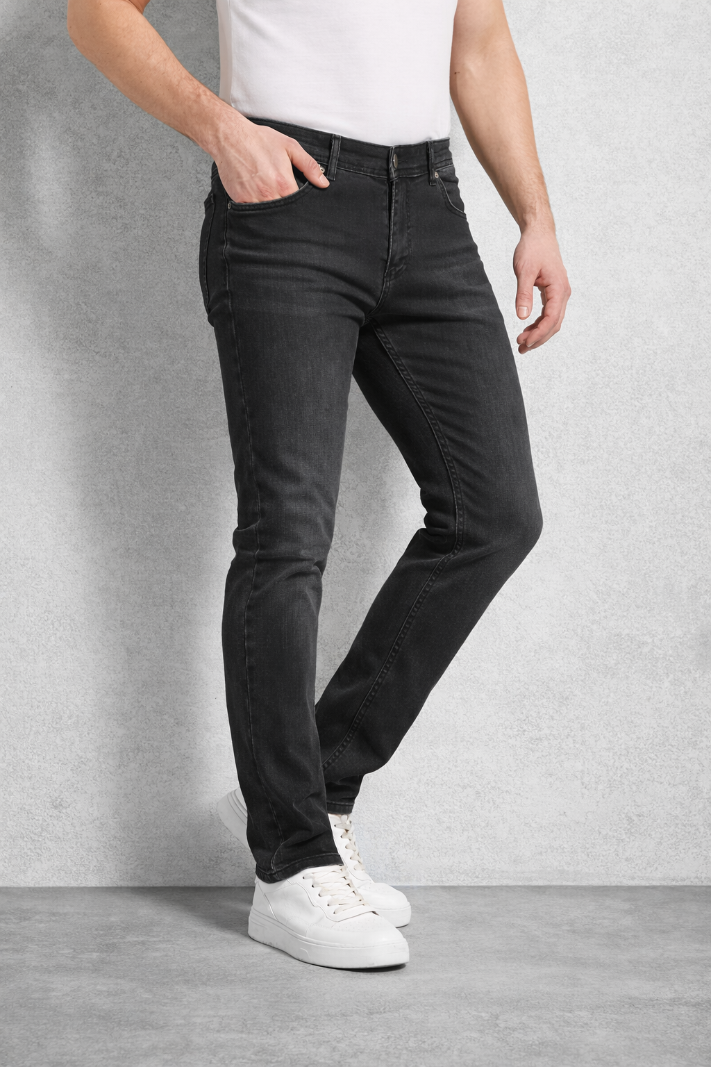 Regular Fit Likralı Erkek Denim Kot Pantolon Füme