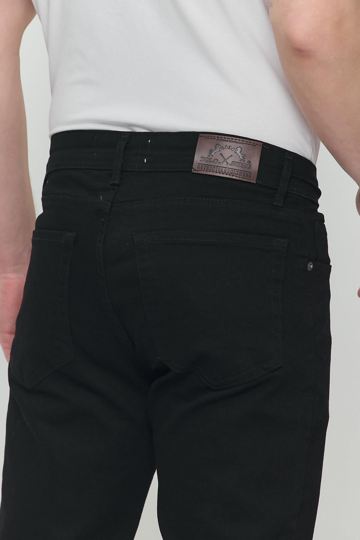 Regular Fit Likralı Erkek Denim Kot Pantolon Siyah