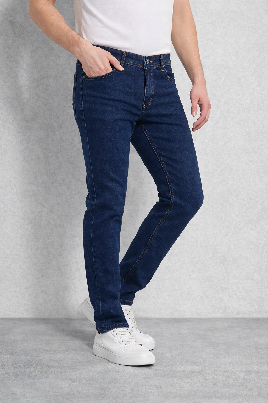 Regular Fit Likralı Erkek Denim Kot Pantolon Lacivert