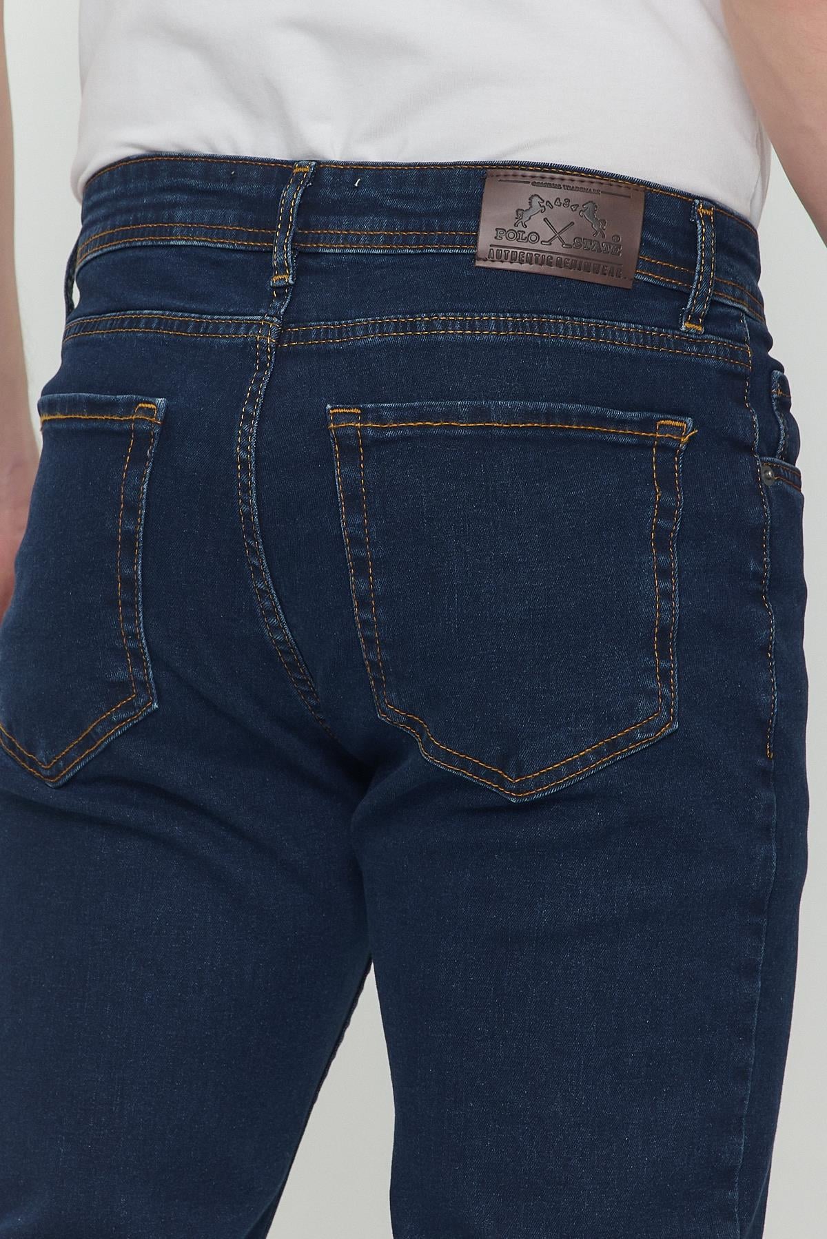 Regular Fit Likralı Erkek Denim Kot Pantolon Lacivert