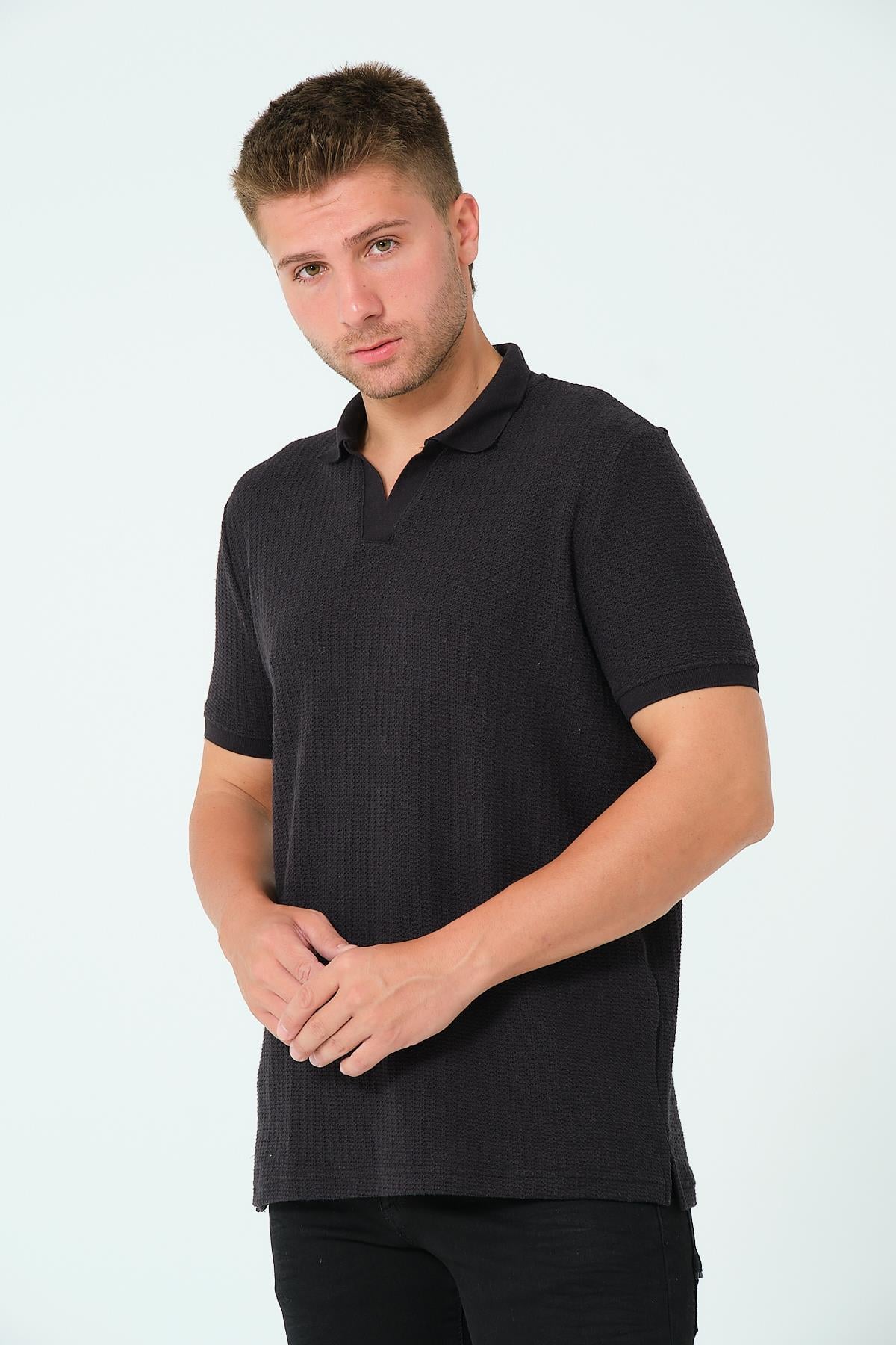 Regular Fit Polo Yaka Tişört Siyah