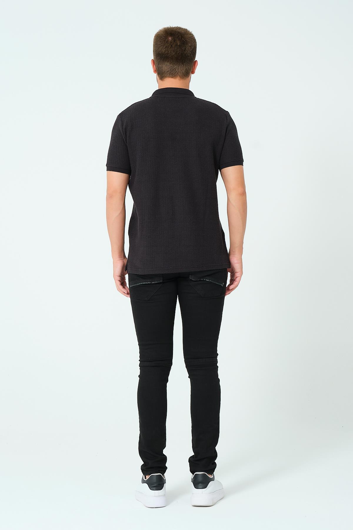 Regular Fit Polo Yaka Tişört Siyah