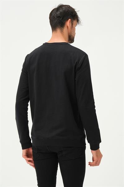 Erkek Baskılı Sweatshirt  Siyah