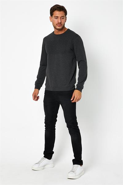 Erkek Baskılı Sweatshirt Antrasit