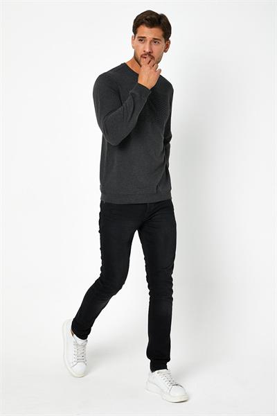 Erkek Baskılı Sweatshirt Antrasit