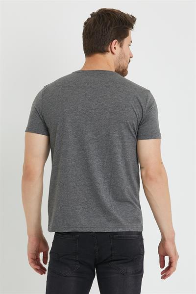 Erkek Baskılı T-shirt Antrasit