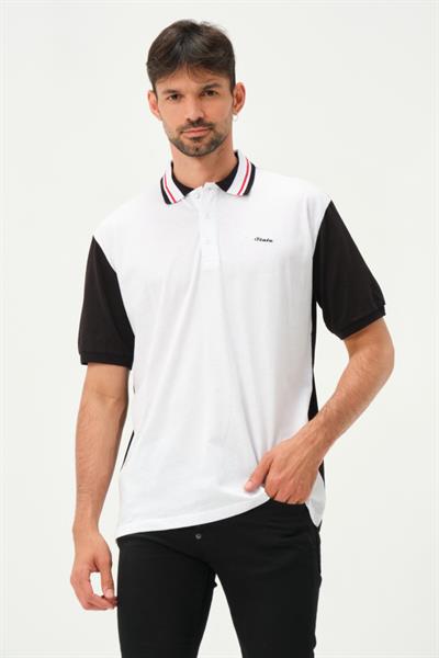 Erkek Çift Renk Polo Yaka T-Shirt Siyah