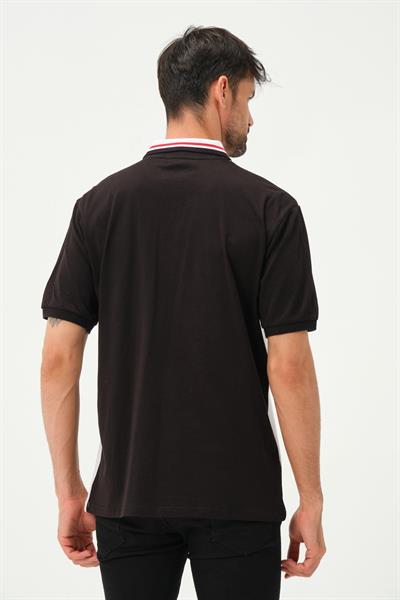 Erkek Çift Renk Polo Yaka T-Shirt Siyah