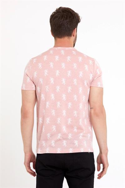 Erkek Jakarlı Basic T-shirt Pembe