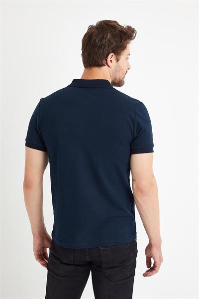 Erkek Nakışlı Polo Yaka T-shirt  Lacivert