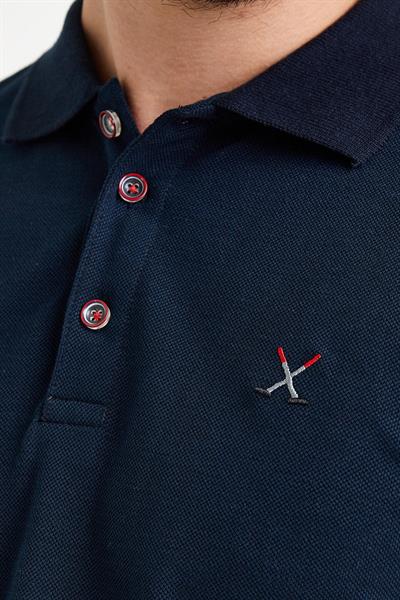 Erkek Nakışlı Polo Yaka T-shirt  Lacivert