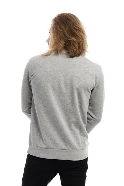 Erkek 3 İplik Pamuklu Baskılı Regular Fit Basic Bisiklet Yaka Gri Sweatshirt