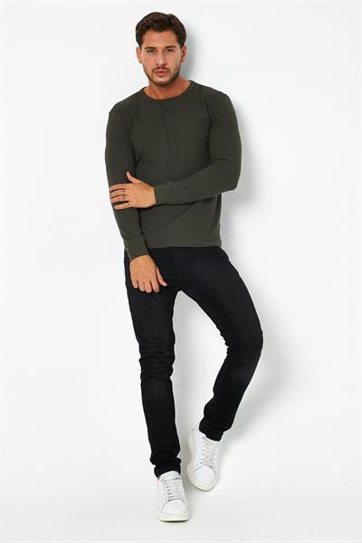 Erkrk Waffle Özel Dokulu Kumaş Standart Fit Uzun Kollu Basic T-shirt