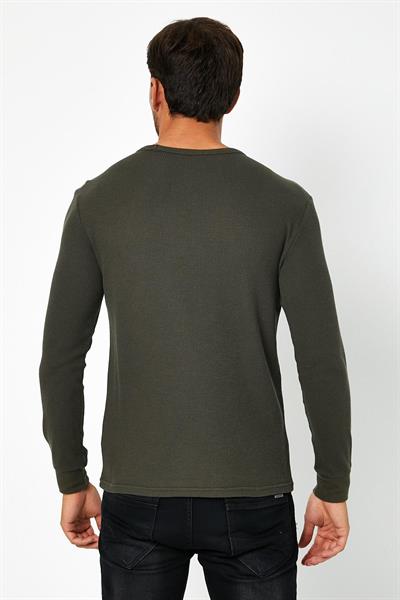 Erkrk Waffle Özel Dokulu Kumaş Standart Fit Uzun Kollu Basic T-shirt