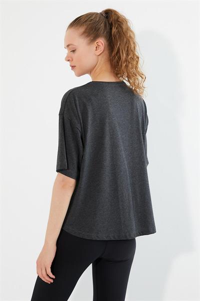 Kadın Baskılı Oversize T-shirt  Antrasit