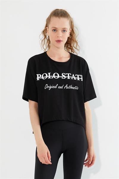 Kadın Baskılı Oversize T-shirt  Siyah