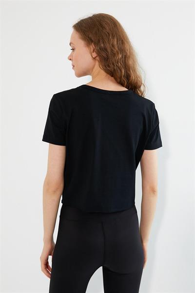 Kadın Baskılı T-shirt Siyah