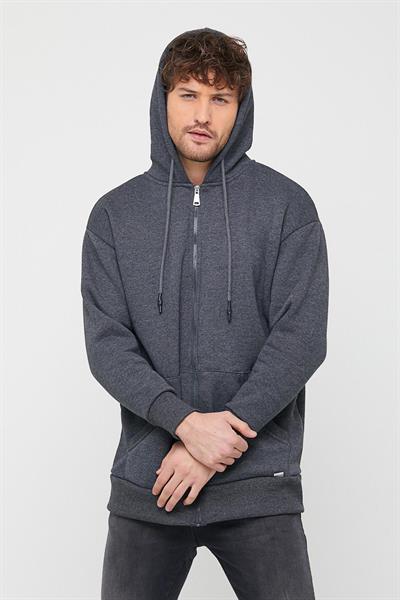 Ünisex Fermuarlı Sweatshirt  Antrasit
