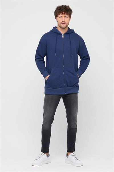 Ünisex Fermuarlı Sweatshirt  İndigo