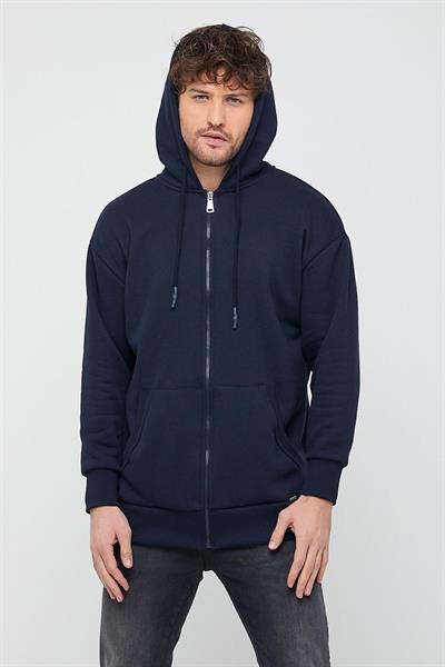 Ünisex Fermuarlı Sweatshirt  Lacivert