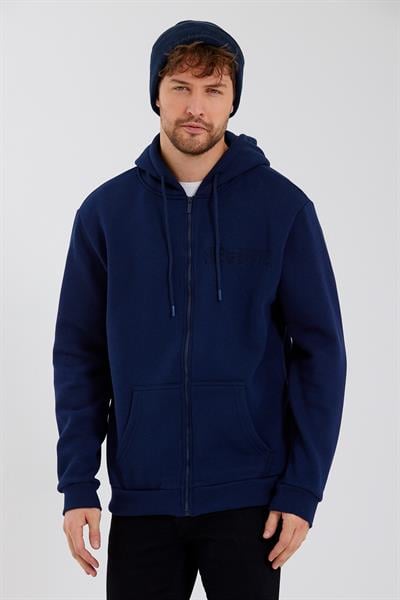 Age Of State Nakışlı Fermuarlı 3 İplik Sweatshirt Lacivert