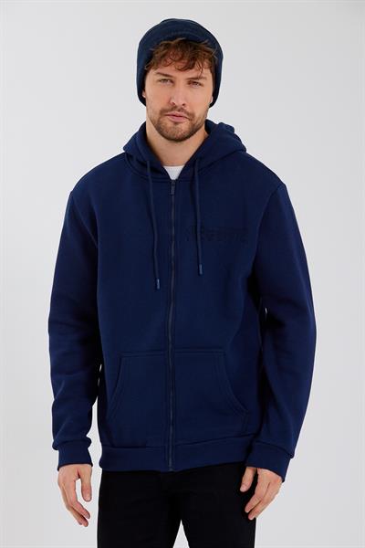 Age Of State Nakışlı Fermuarlı 3 İplik Sweatshirt Lacivert