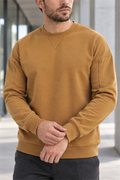 Erkek 2’li Paket Bisiklet Yaka Basic Günlük Sweatshirt - Gri Melanj & Kahve Gri