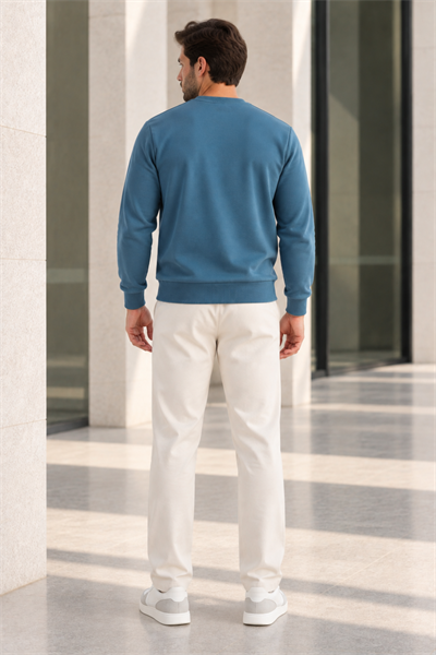 Erkek 2’li Set Bisiklet Yaka Basic Sweatshirt Mavi & Sarı Mavi
